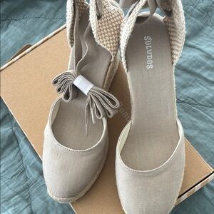 Soludos Cream Espadrille Wedges with Canvas Upper